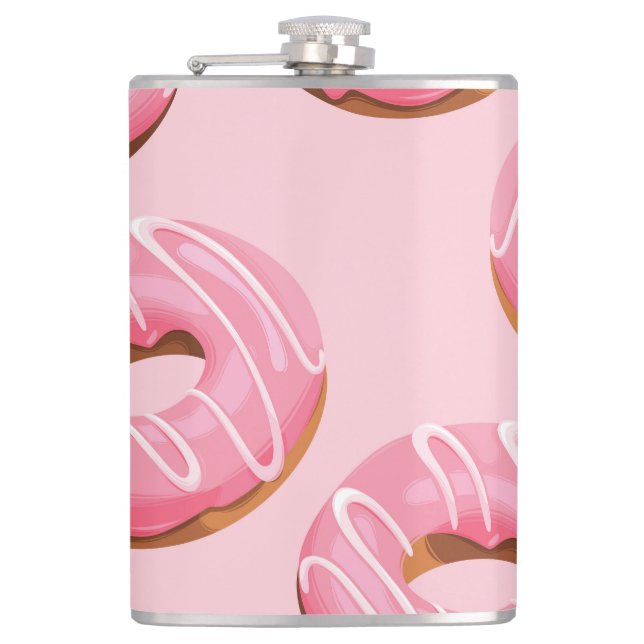 Glasierte Donuts Nahtloser Hintergrund Flachmann (Vorderseite)