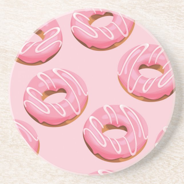 Glasierte Donuts Nahtloser Hintergrund Getränkeuntersetzer (Vorne)
