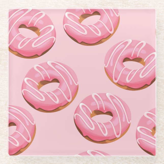 Glasierte Donuts Nahtloser Hintergrund Glasuntersetzer (Vorderseite)