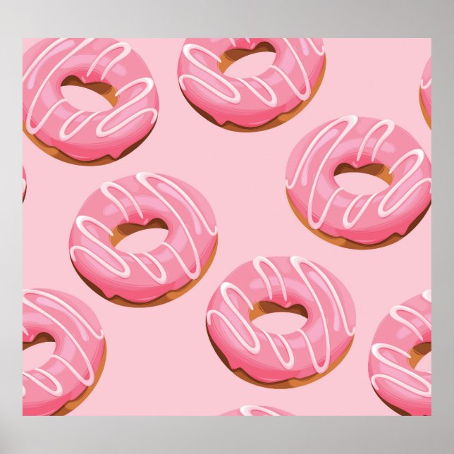 Glasierte Donuts Nahtloser Hintergrund Poster (Vorne)