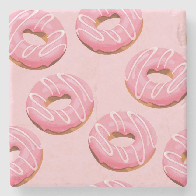 Glasierte Donuts Nahtloser Hintergrund Steinuntersetzer (Vorderseite)