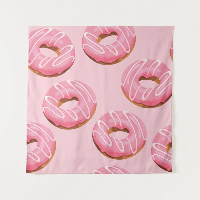 Glasierte Donuts Nahtloser Hintergrund Wandteppich (Vorderseite)