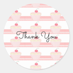 Glasierte rosa Cupcakes Danke Runder Aufkleber