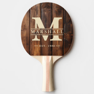 Glasierte Stain Boards Monogramm & Namens-Overlay Tischtennis Schläger