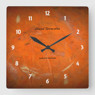 Glasig-glänzende Terrakotta Quadratische Wanduhr