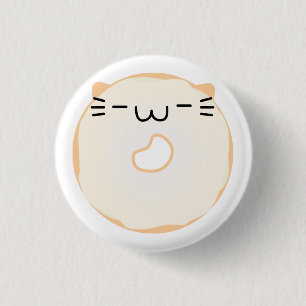 Glasig-glänzender Katzen-Krapfen-Knopf Button