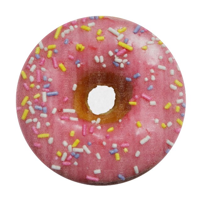Glasig-glänzender Krapfen des Rosas mit besprüht Schneidebrett (Vorderseite)