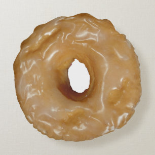 Glasig-glänzender Krapfen Rundes Kissen