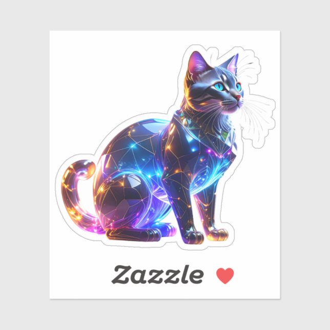 Glasige Bunte Katze Aufkleber (Blatt)