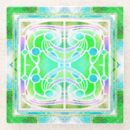 Glaskathodenfenster in Grün und Minze Glasuntersetzer