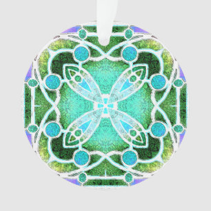 Glaskathodenfenster in Grün und Minze Ornament