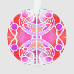 Glaskathodenfenster in Rosa und Orange Ornament