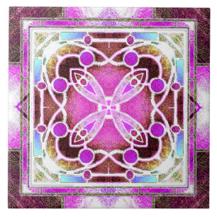 Glaskatholische Fenster in Maroon und Rosa Fliese