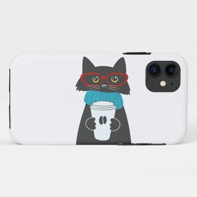 Glaskatze mit einer Tasse Kaffee Case-Mate iPhone Hülle (Rückseite (Horizontal))