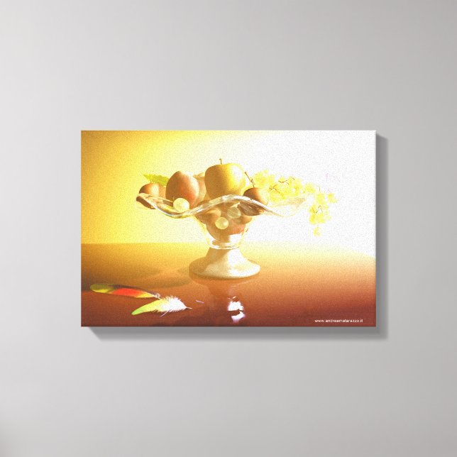 Glaskorb mit Früchten und Leinwand (Vorderseite)