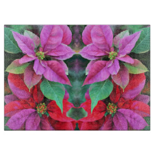 Glasküchenplatine - Poinsettias Schneidebrett