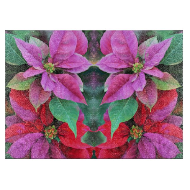Glasküchenplatine - Poinsettias Schneidebrett (Vorderseite)
