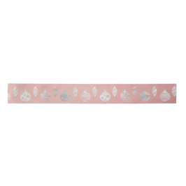 Glaskugel Streifen Silber Rosa Rose Gold Satinband
