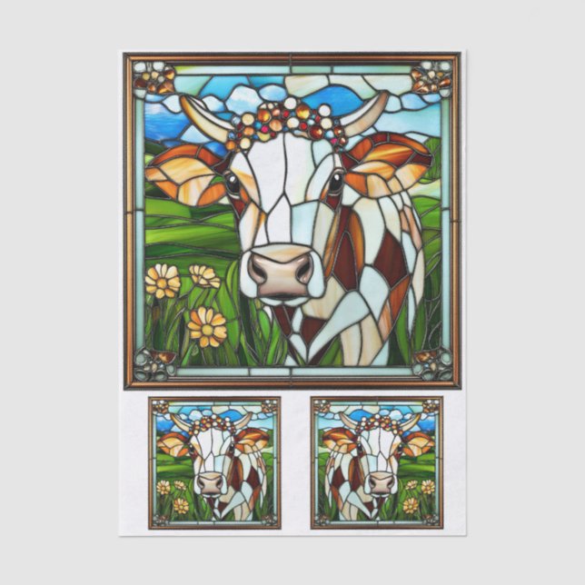 Glaskuh mit Florenkrone EK9L Decoupage Seidenpapier (Vorderseite)
