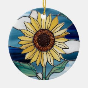 Glaskunst, Sonnenblumengestanztes Glas Keramik Ornament