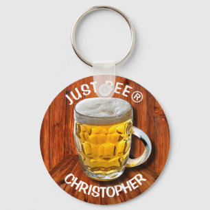 Glasliter-Bier-Tasse mit weißem Kopf mit Ihrem Schlüsselanhänger