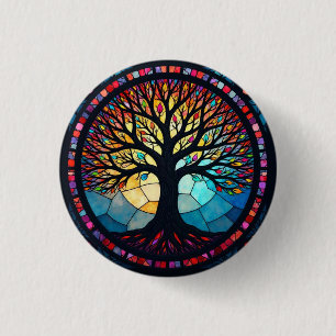 Glasmalerei, Baum des Lebens Glasmalerei  Button