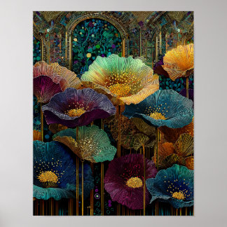 Glasmalerei-Blumen-Wandkunst – Digitaler Download Poster