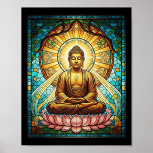 Glasmalerei Buddha Zen Buddhismus Spirituelle Medi Poster