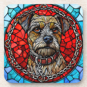 Glasmalerei-Hunde-Kunst Getränkeuntersetzer