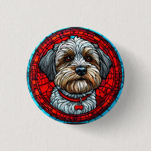 Glasmalerei-Hundekunst Button