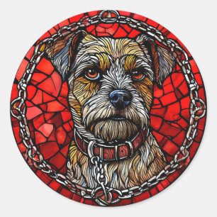 Glasmalerei-Hundekunst Runder Aufkleber