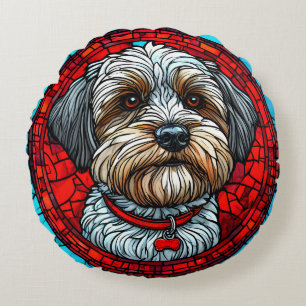 Glasmalerei-Hundekunst Rundes Kissen