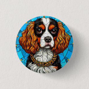 Glasmalerei-Hundeporträt Button