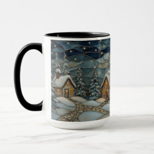 Glasmalerei-Idyll Dorf Weihnachtsbecher Tasse