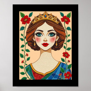 Glasmalerei-inspirierte Königin Poster