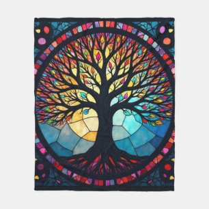 Glasmalerei Kunst, Baum des Lebens Glasmalerei Fleecedecke