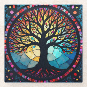 Glasmalerei Kunst, Baum des Lebens Glasmalerei  Glasuntersetzer