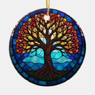 Glasmalerei Kunst, Baum des Lebens Glasmalerei  Keramik Ornament