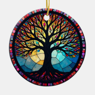 Glasmalerei Kunst, Baum des Lebens Glasmalerei Keramik Ornament