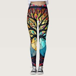 Glasmalerei Kunst, Baum des Lebens Glasmalerei Leggings