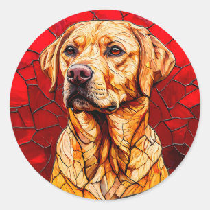 Glasmalerei-Labrador Runder Aufkleber
