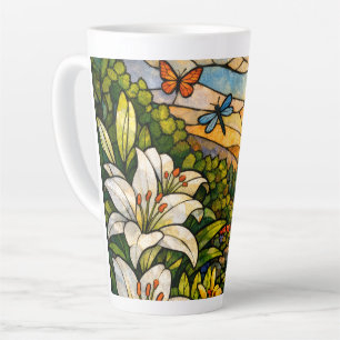 Glasmalerei-Lilien-Schmetterlinge Sonnenschein Milchtasse
