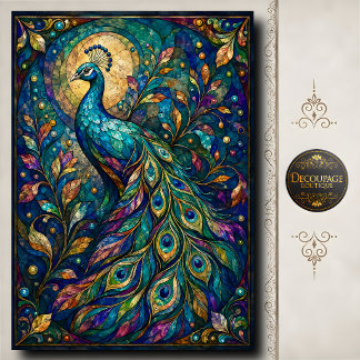 Glasmalerei-Pfau-Decoupage Seidenpapier