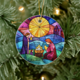 Glasmalerei-Weihnachtskrippe-Christbaumschmuck Keramik Ornament