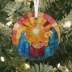 Glasmalerei-Weihnachtskrippen-Weihnachtsbaumanhäng Ornament Aus Glas