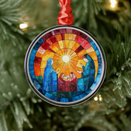 Glasmalerei-Weihnachtskrippenszene-Weihnachtsbauma Ornament Aus Metall