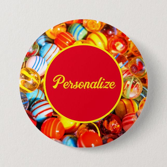 Glasmarmor Vintage alte Schule farbig Button (Vorderseite)