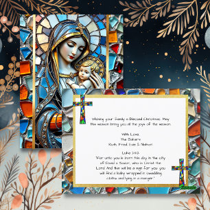 Glasmosaik   Maria und Jesus zu Weihnachten Postkarte