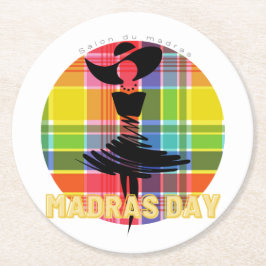 Glasoberteil aus Madras-Day-Papier Runder Pappuntersetzer