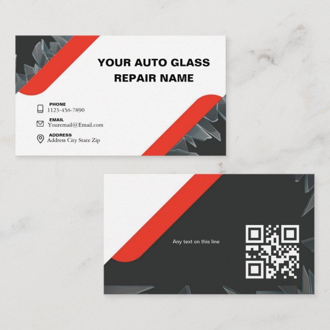 Glasreparatur aus Minimalistischem Auto Visitenkarte (Vorne/Hinten)